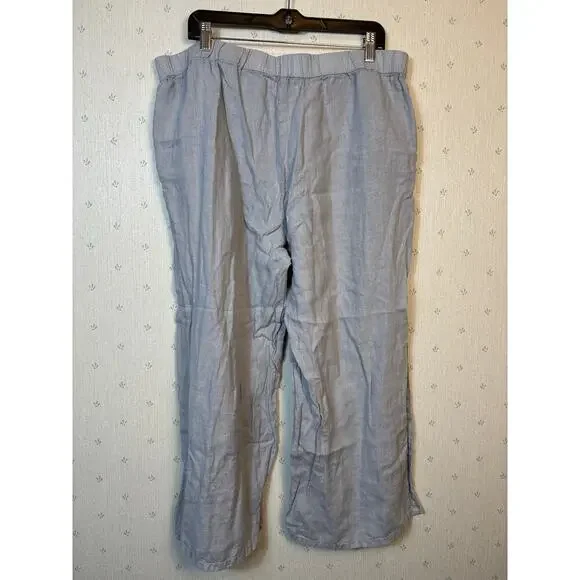 Eileen Fisher Organic Linen Wide Leg Pants Size XL Cropped Pull On Relaxed - Picture 2 of 10